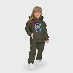 Детский костюм оверсайз Портрет бравого космонавта - капибара, цвет: хаки — фото 2
