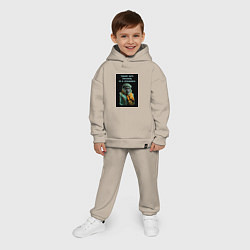 Детский костюм оверсайз Горилла стимпанк: тяжело быть токсиком но я справл, цвет: миндальный — фото 2