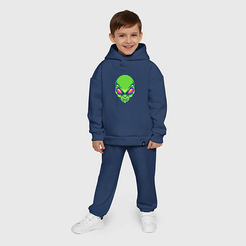Детский костюм оверсайз Голова зелёного пришельца / Тёмно-синий – фото 4
