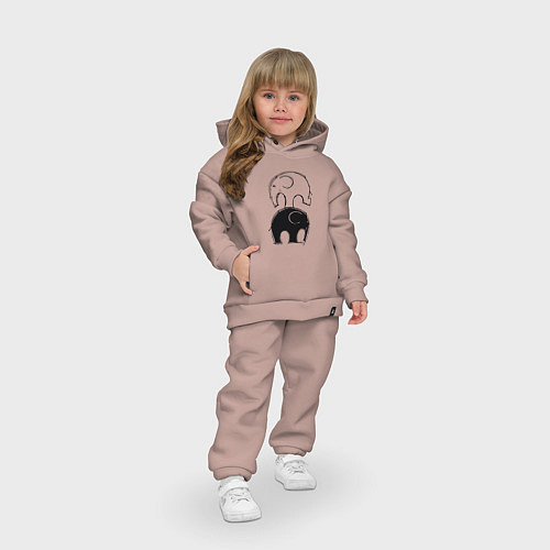 Детский костюм оверсайз Cute elephants / Пыльно-розовый – фото 3