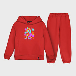 Детский костюм оверсайз Flower peace, цвет: красный