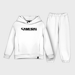 Детский костюм оверсайз Киберпанк - черная надпись Samurai, цвет: белый
