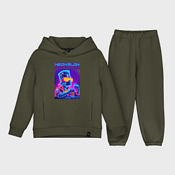Детский костюм оверсайз Bart Simpson - neon fantasy ai art, цвет: хаки