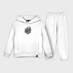 Детский костюм оверсайз Орнамент со скрипичным ключом тату стиль, цвет: белый