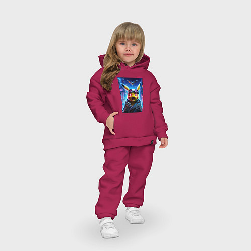 Детский костюм оверсайз Pikachu brave cyber pilot - neon glow / Маджента – фото 3