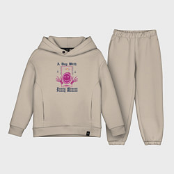 Детский костюм оверсайз A Day with Funny Moment Streetwear, цвет: миндальный
