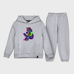 Детский костюм оверсайз Неоновая зебра хакер, цвет: меланж