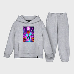 Детский костюм оверсайз Neon halloween and Minecraft - collaboration, цвет: меланж