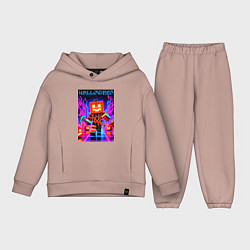 Детский костюм оверсайз Halloween is coming - neon glow collaboration, цвет: пыльно-розовый