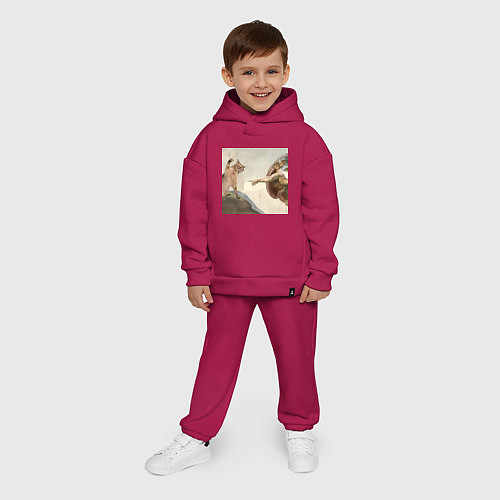 Детский костюм оверсайз Кот сотворение Адама / Маджента – фото 4