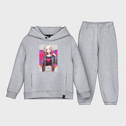 Детский костюм оверсайз Аниме девочка сердце, цвет: меланж