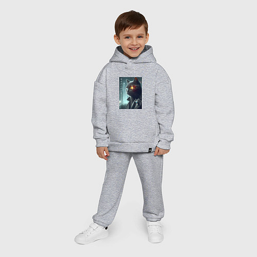 Детский костюм оверсайз Black cat - cyberpunk / Меланж – фото 4