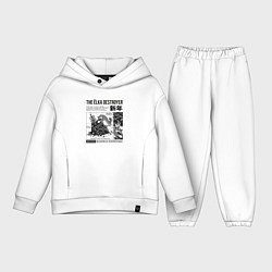 Детский костюм оверсайз Новогодняя манга - кот роняет ёлку, цвет: белый