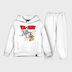 Детский костюм оверсайз Том и Джерри - погоня, цвет: белый