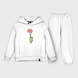 Детский костюм оверсайз Лягушка и шарики, цвет: белый