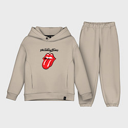 Детский костюм оверсайз Rolling Stones - logo, цвет: миндальный