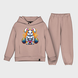 Детский костюм оверсайз Gym bunny barbell, цвет: пыльно-розовый