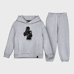 Детский костюм оверсайз Американский футболист черной краской, цвет: меланж