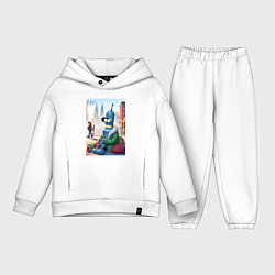 Детский костюм оверсайз Робот-сгибальщик Бендер Нью-Йоркский бомж, цвет: белый