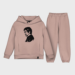 Детский костюм оверсайз Хаяо Миядзаки в профиль, цвет: пыльно-розовый