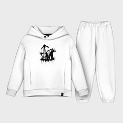 Детский костюм оверсайз Медведь и нефть, цвет: белый