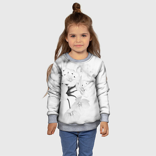 Детский свитшот Белая сакура / 3D-Меланж – фото 4