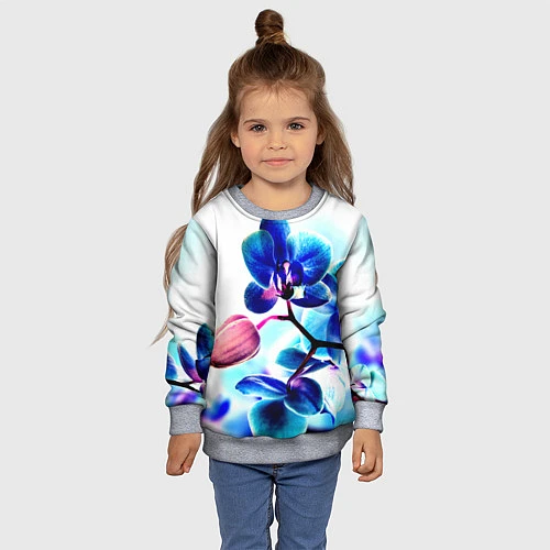 Детский свитшот Фиолетовая орхидея / 3D-Меланж – фото 4