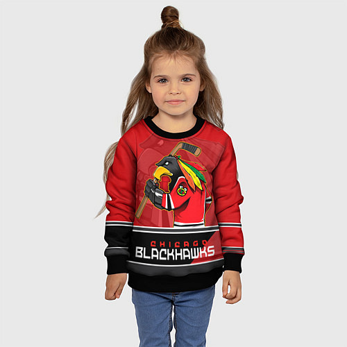 Детский свитшот Chicago Blackhawks / 3D-Черный – фото 4