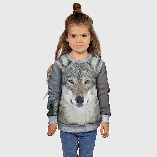 Детский свитшот Милый волк / 3D-Меланж – фото 4