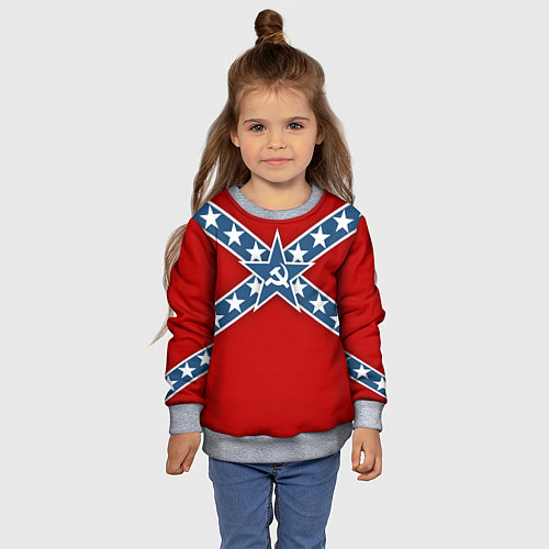 Детский свитшот Флаг советской конфедерации / 3D-Меланж – фото 4