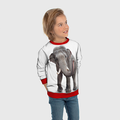 Детский свитшот Большой слон / 3D-Красный – фото 3