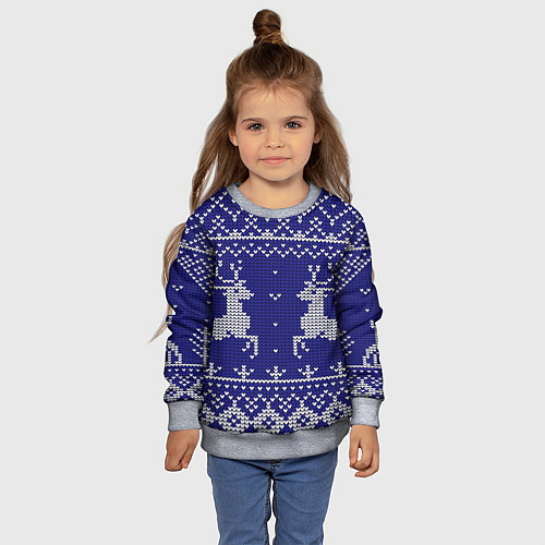 Детский свитшот Узор с оленями / 3D-Меланж – фото 4