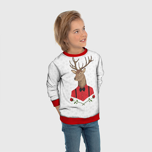 Детский свитшот Christmas Deer / 3D-Красный – фото 3