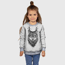 Свитшот детский Рогатый волк, цвет: 3D-меланж — фото 2