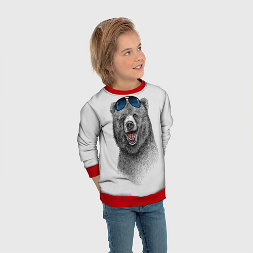 Детский свитшот Счастливый медведь / 3D-Красный – фото 3