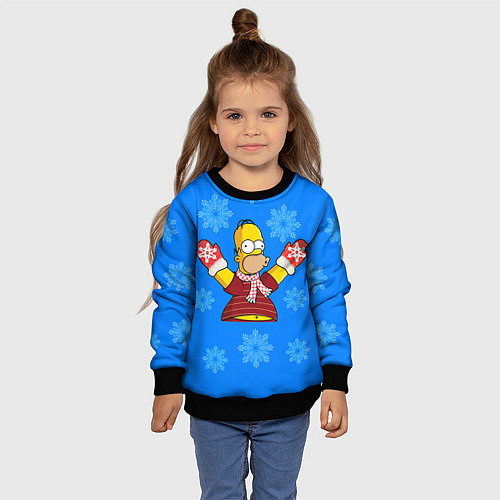 Детский свитшот Новогодний Гомер / 3D-Черный – фото 4