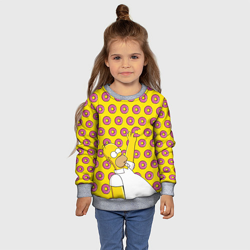 Детский свитшот Пончики Гомера Симпсона / 3D-Меланж – фото 4
