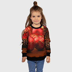 Свитшот детский Красные украшения, цвет: 3D-черный — фото 2