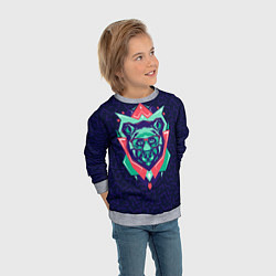 Свитшот детский Hipster Bear, цвет: 3D-меланж — фото 2