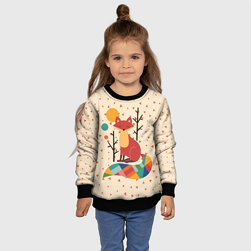 Детский свитшот Осенняя лисичка / 3D-Черный – фото 4
