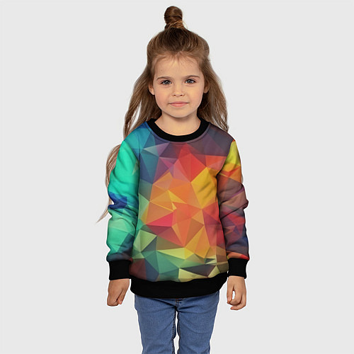 Детский свитшот Цветные полигоны / 3D-Черный – фото 4