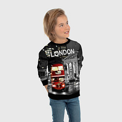 Свитшот детский Лондон - ночной автобус, цвет: 3D-черный — фото 2