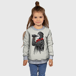Свитшот детский Панда танкист, цвет: 3D-меланж — фото 2
