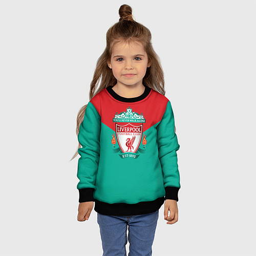 Детский свитшот Liverpool: Green style / 3D-Черный – фото 4