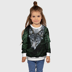 Свитшот детский Волк в траве, цвет: 3D-белый — фото 2