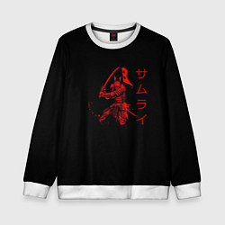 Свитшот детский Японские иероглифы - самурай, цвет: 3D-белый