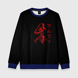 Свитшот детский Японские иероглифы - самурай, цвет: 3D-синий