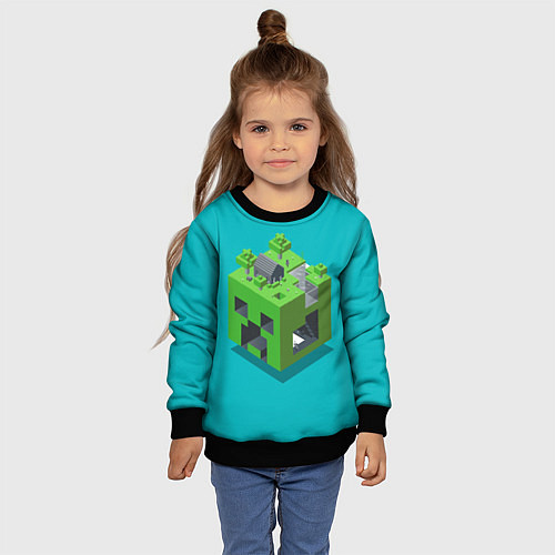 Детский свитшот Minecraft World / 3D-Черный – фото 4