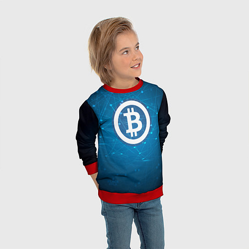 Детский свитшот Bitcoin Blue / 3D-Красный – фото 3
