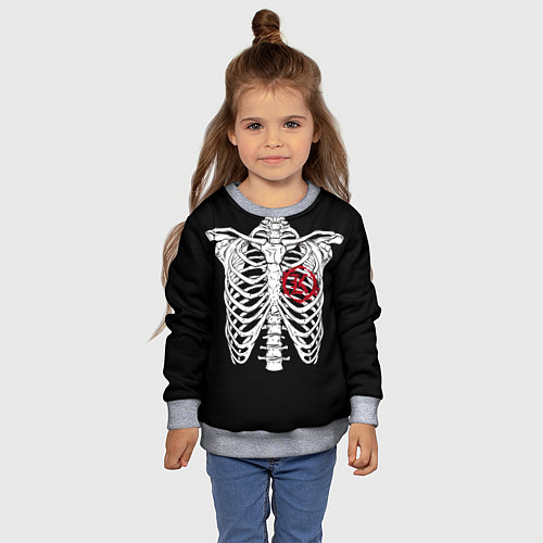 Детский свитшот Кукрыниксы: Скелет / 3D-Меланж – фото 4